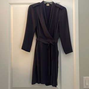 Plum coloured dress, wrap style